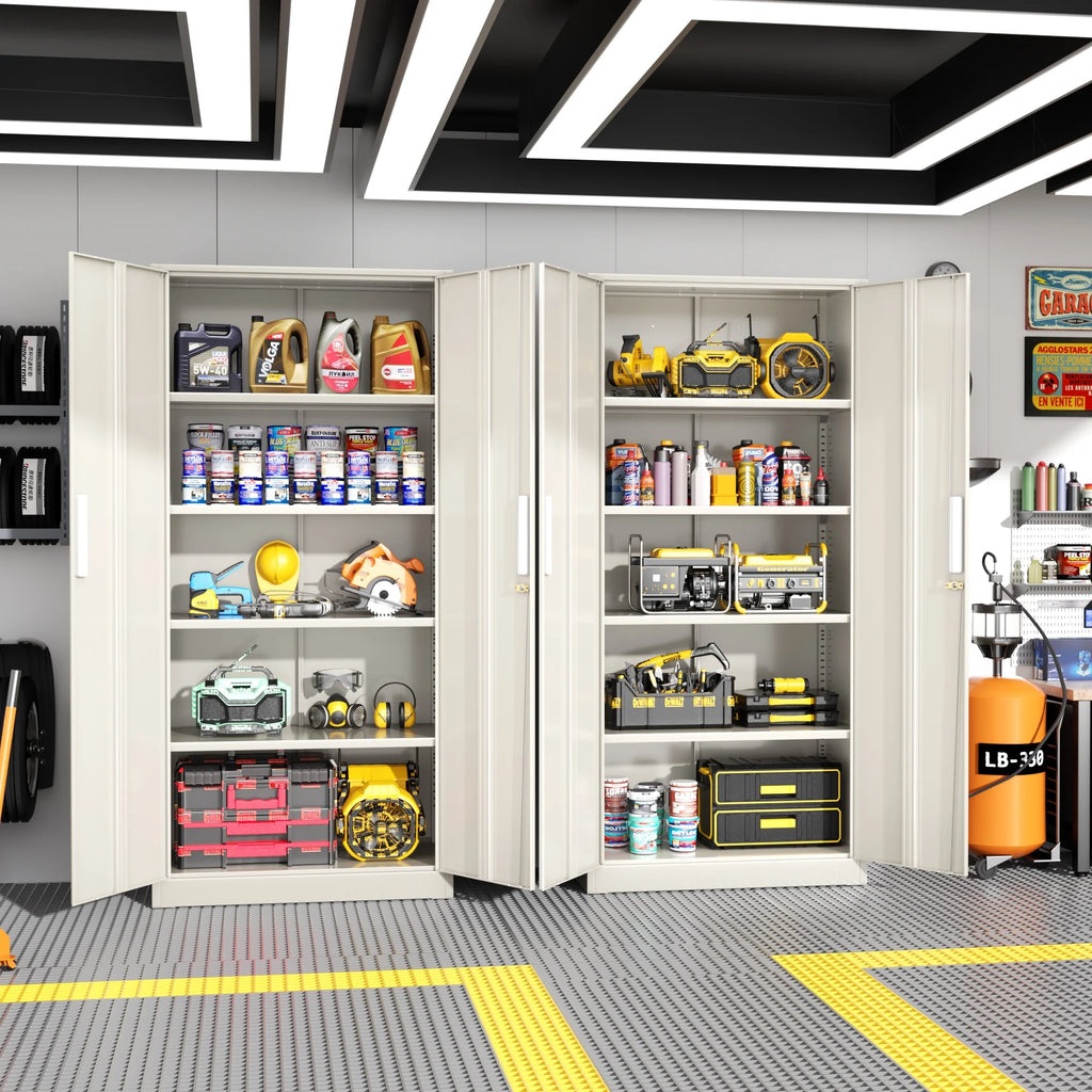 SOLAURA 71 Armoire de rangement métallique pour garage avec portes verrouillables et étagères réglables pour maison, bureau (Noir)