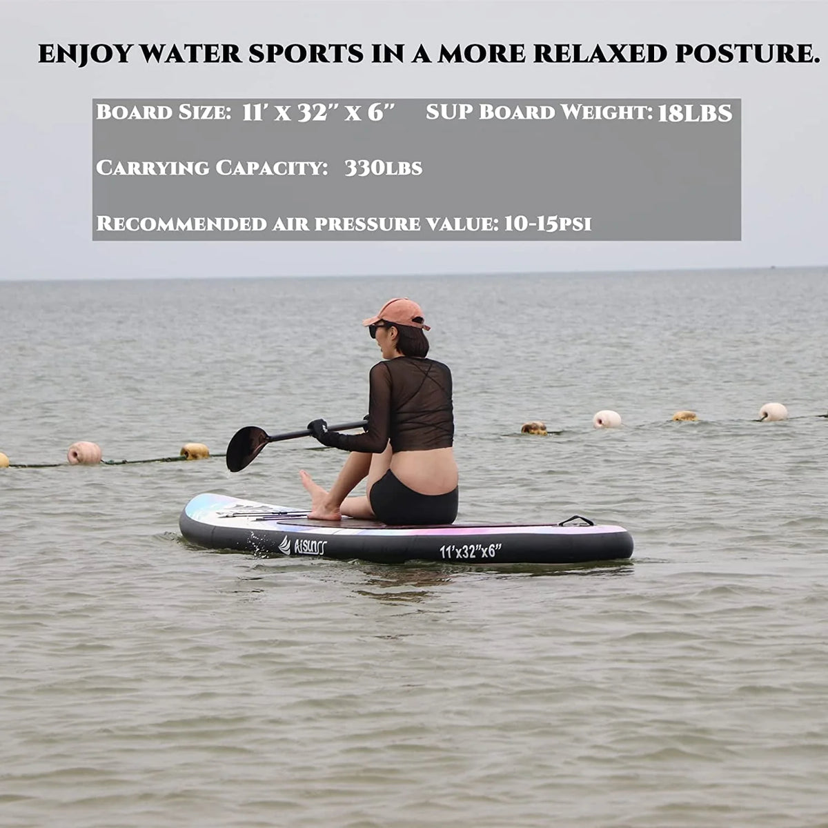 AISUNSS Planche de Stand Up Paddle gonflable 11ft avec accessoires SUP Premium Planche de Stand Up Paddle violette