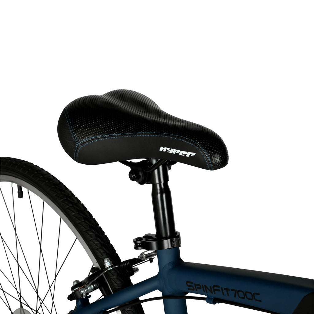 Vélo hybride Hyper Brand Bicycle 700c Spin Fit pour homme, noir et bleu, adulte