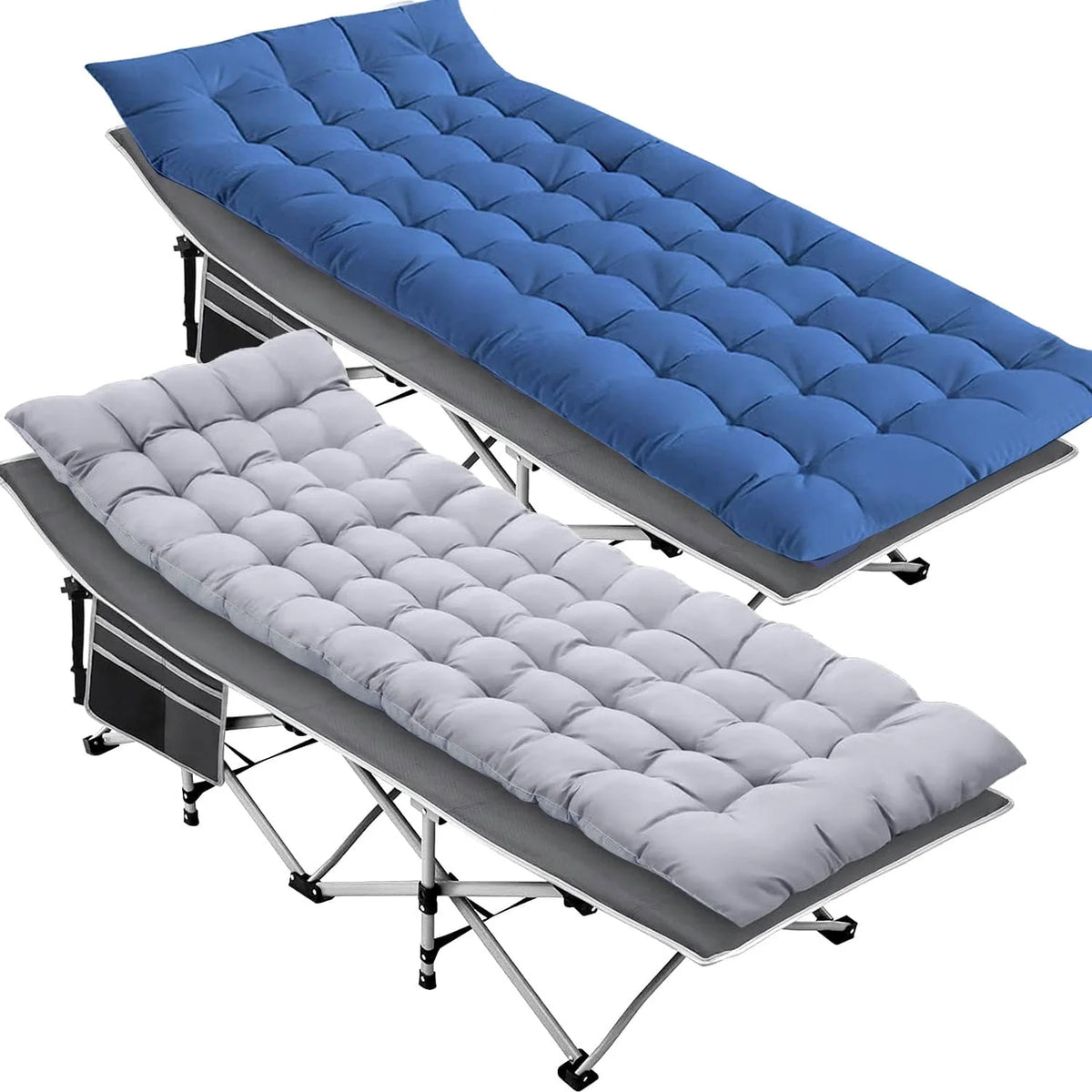 SUGIFT Lot de 2 lits pliants portables pour adultes, lits d’extérieur robustes avec housse de transport