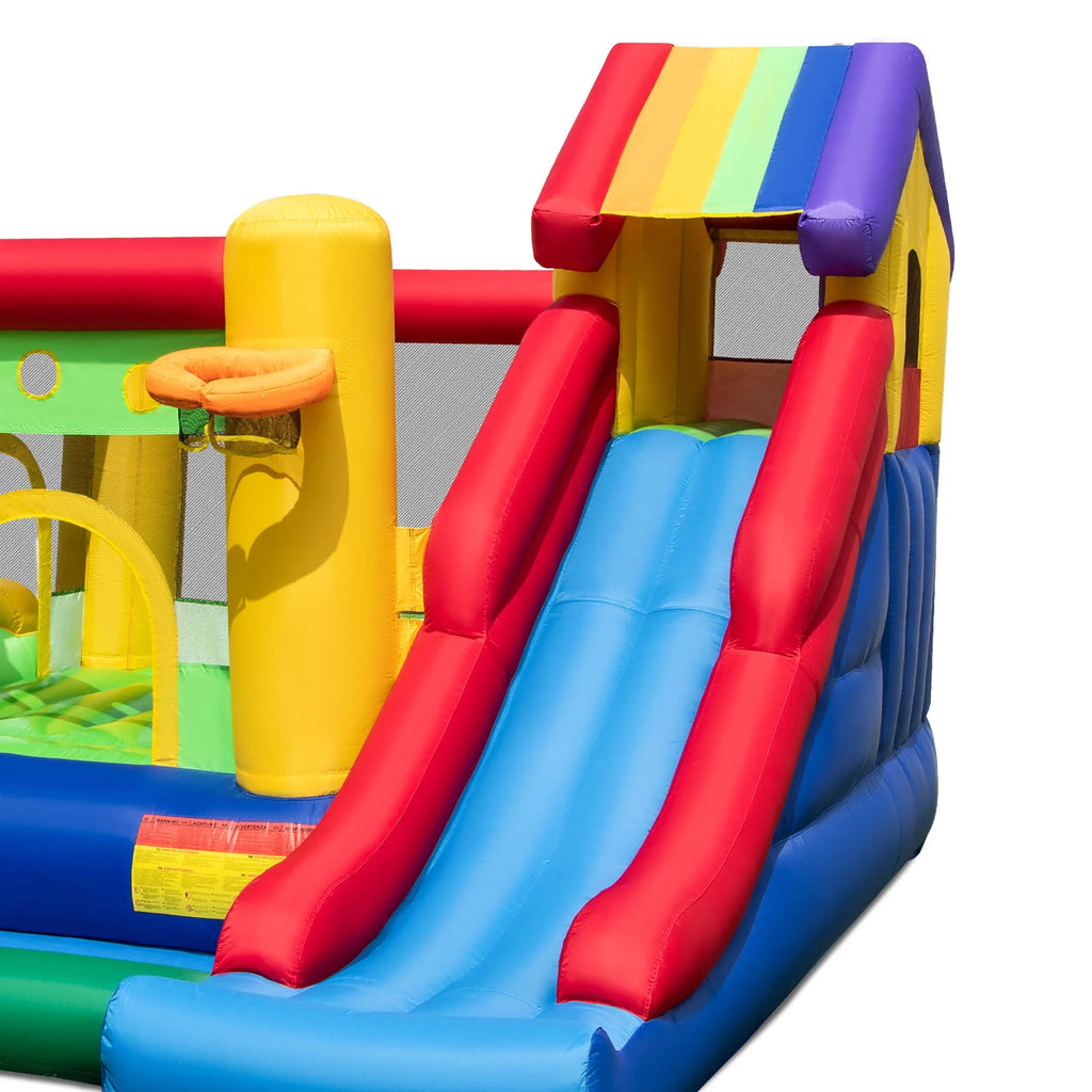 Château gonflable arc-en-ciel Costway pour enfants avec 50 balles et souffleur 735W