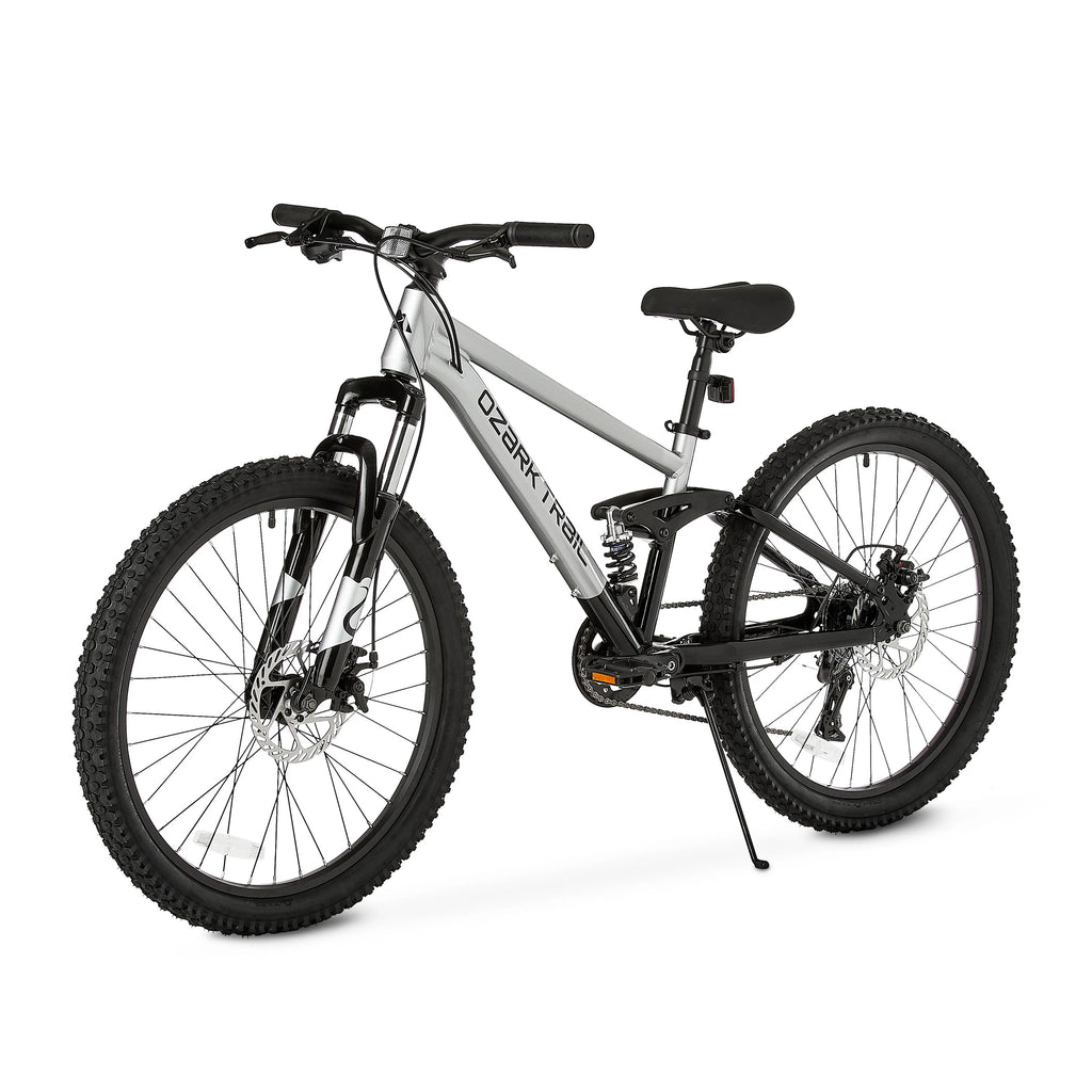 24 Ozark Trail FS.1 Epictrail Vélo tout-terrain à suspension intégrale, Pour adolescents et adultes, Tailles entre 4'6-5'6, Argent
