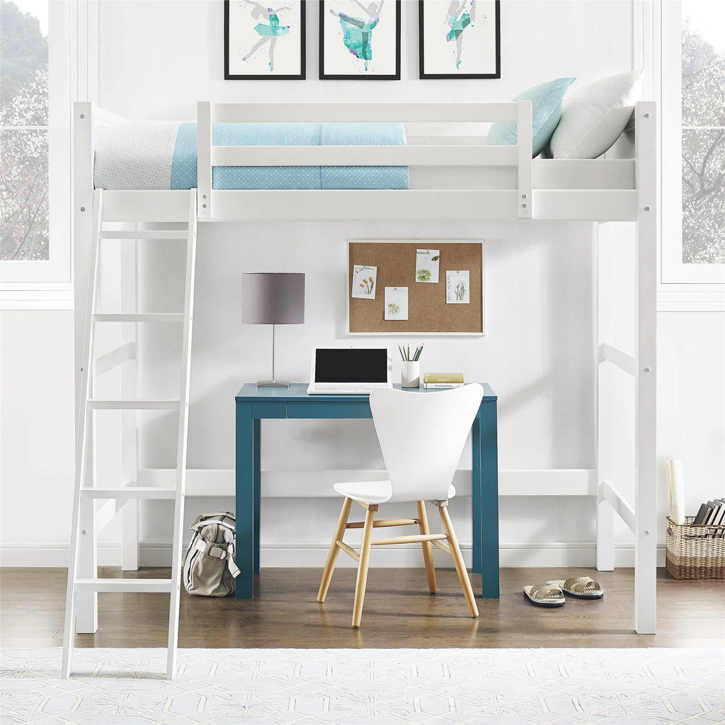 Lit mezzanine simple Your Zone Kiarah avec échelle, blanc