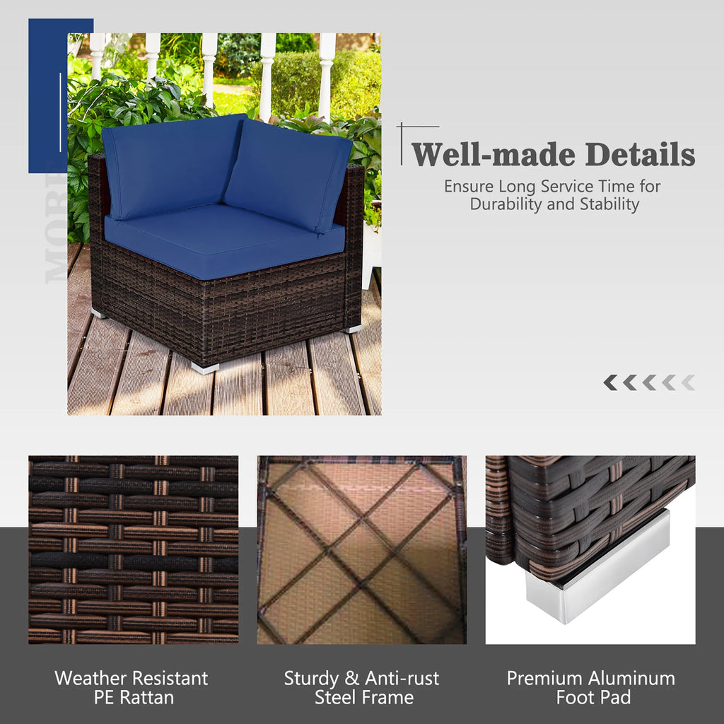 Costway Salon de Jardin en Rotin 8 Pièces avec Table Brasero et Couvercle Noir pour Terrasse