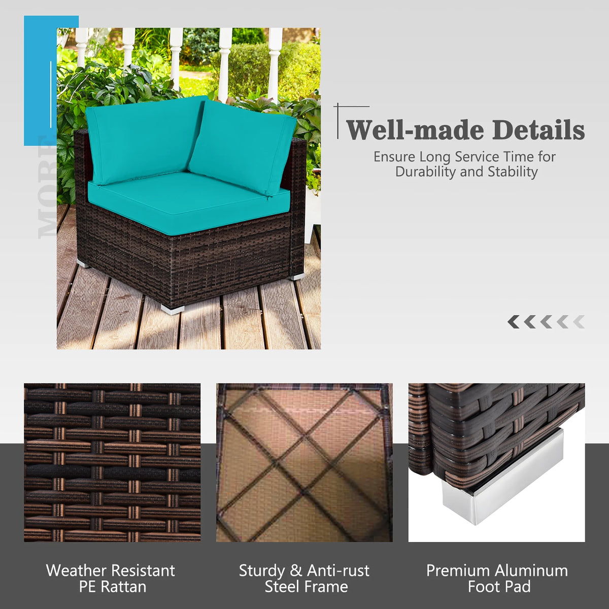 Costway Salon de Jardin en Rotin 8 Pièces avec Table Brasero et Couvercle Noir pour Terrasse