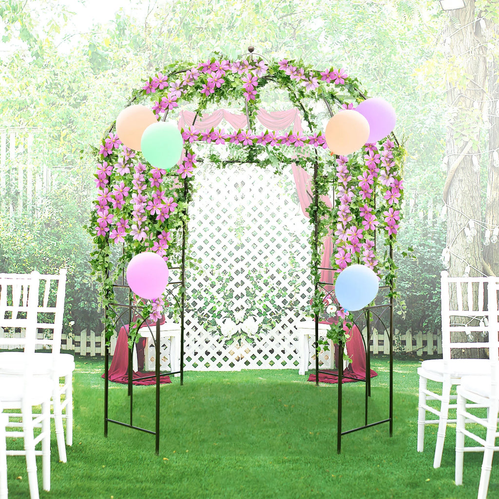 Gymax Support pour plantes grimpantes en forme de cage à oiseaux, tonnelle de jardin, arche pour mariage et fête