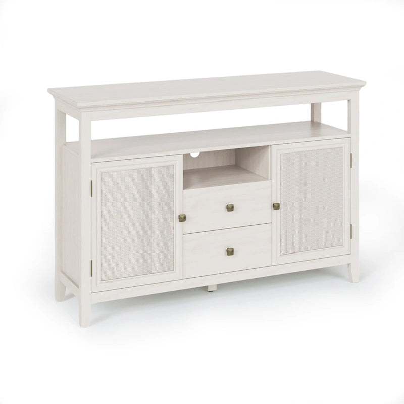 52.8 Buffet en rotin, meuble de rangement de style bohème et rustique avec étagères réglables, buffet d'appoint pour cuisine
