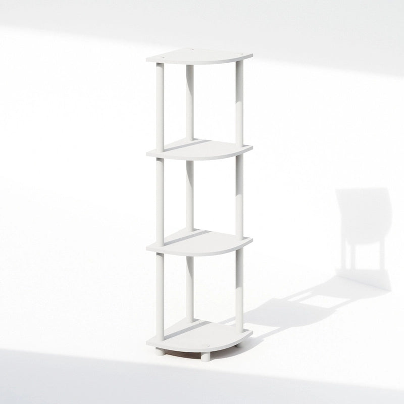 Étagère d'angle multifonctionnelle à 4 niveaux, étagère de présentation, blanc/blanc