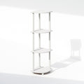 Étagère d'angle multifonctionnelle à 4 niveaux, étagère de présentation, blanc/blanc