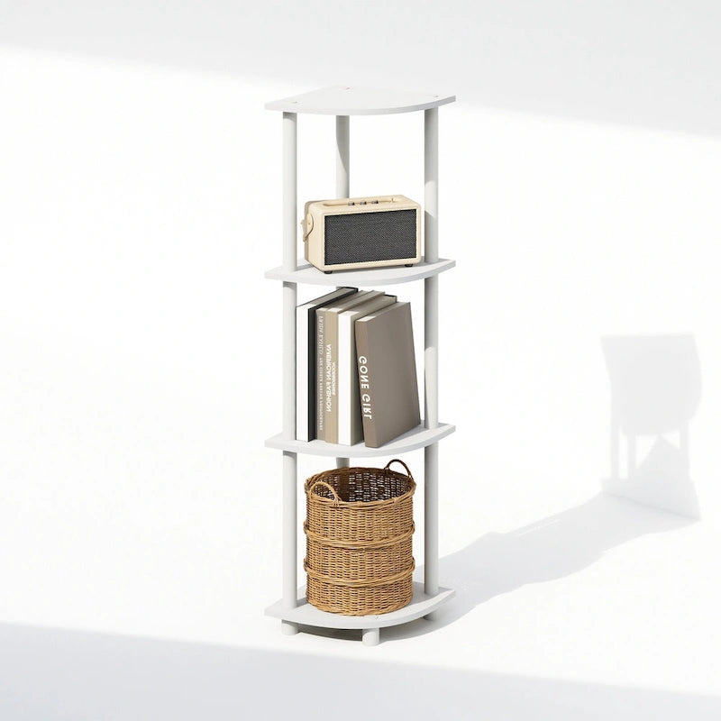 Étagère d'angle multifonctionnelle à 4 niveaux, étagère de présentation, blanc/blanc