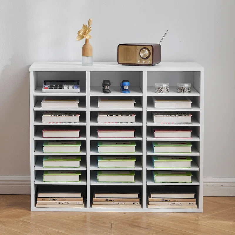 Organisateurs de Littérature de Bureau Polyvalents avec 24 Compartiments et Étagères Ajustables, Complément Parfait pour Tout Espace