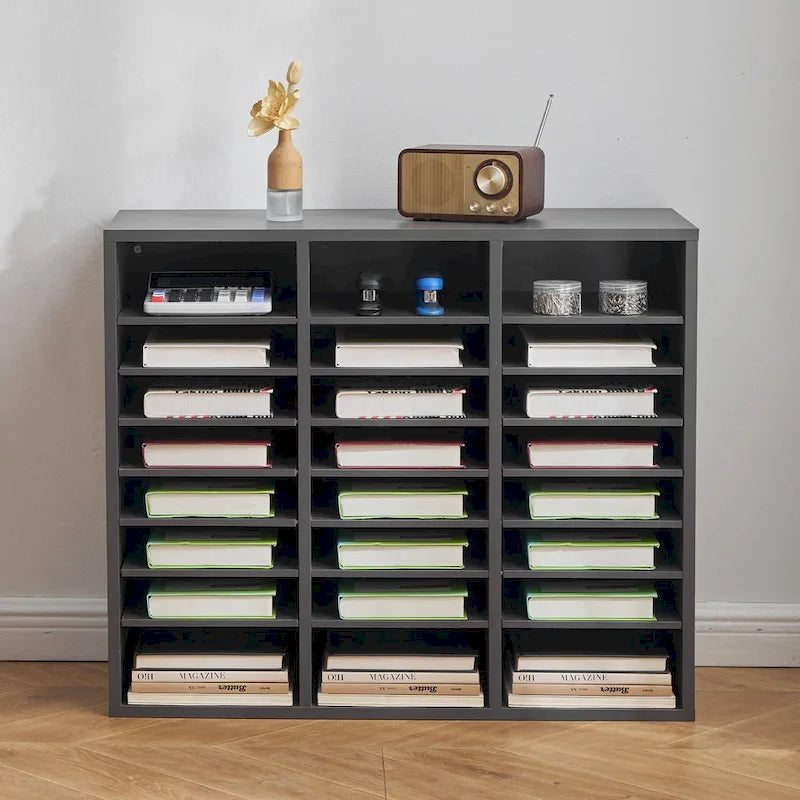 Organisateurs de Littérature de Bureau Polyvalents avec 24 Compartiments et Étagères Ajustables, Complément Parfait pour Tout Espace
