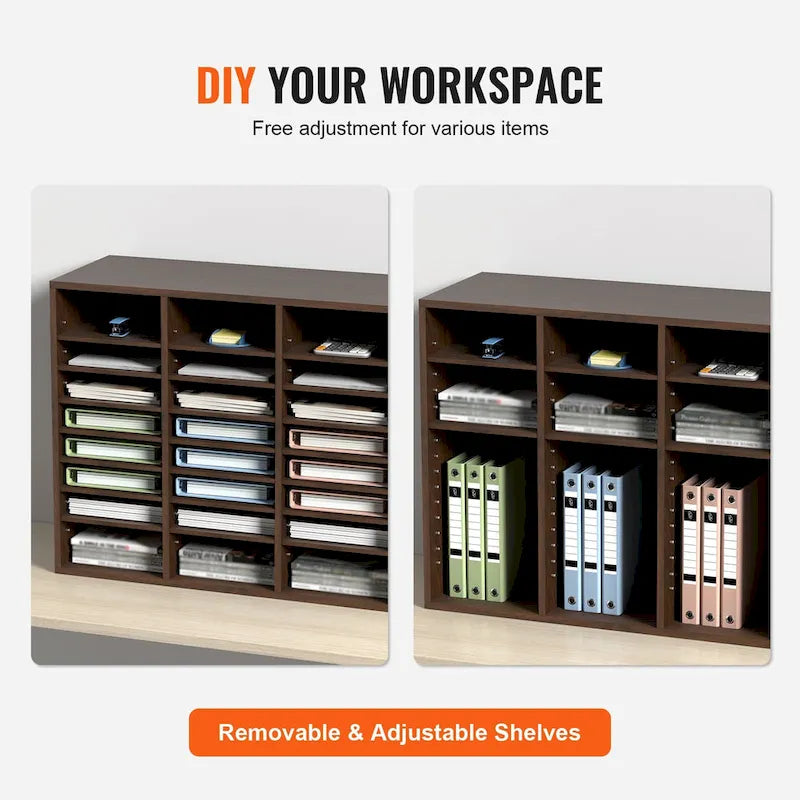Organisateurs de Littérature de Bureau Polyvalents avec 24 Compartiments et Étagères Ajustables, Complément Parfait pour Tout Espace