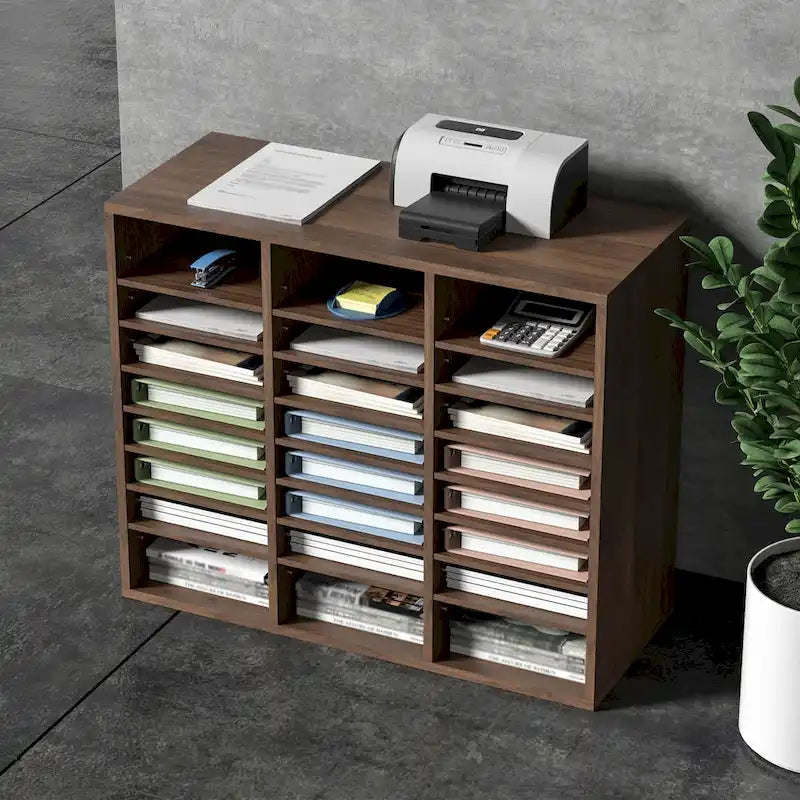 Organisateurs de Littérature de Bureau Polyvalents avec 24 Compartiments et Étagères Ajustables, Complément Parfait pour Tout Espace