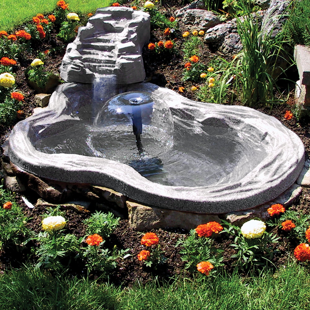 Algreen Décoration de bassin Watercoarse, Cascade Tranquillité avec raccord fileté, Charcoalstone