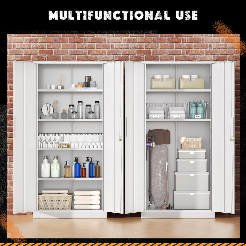 SOLAURA 71 Armoire de rangement métallique pour garage avec portes verrouillables et étagères réglables pour maison, bureau (Noir)