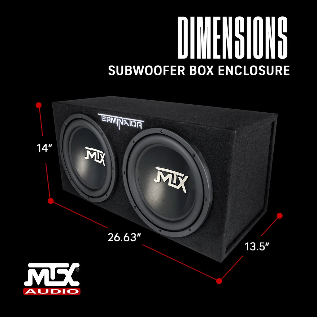 Open Box MTX – Boîtier pour caisson de basses double de 12 pouces, 1 200 watts, pour système audio automobile