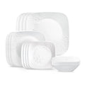 Service de vaisselle Corelle Cherish en verre carré gaufré, 16 pièces (pour 4 personnes)