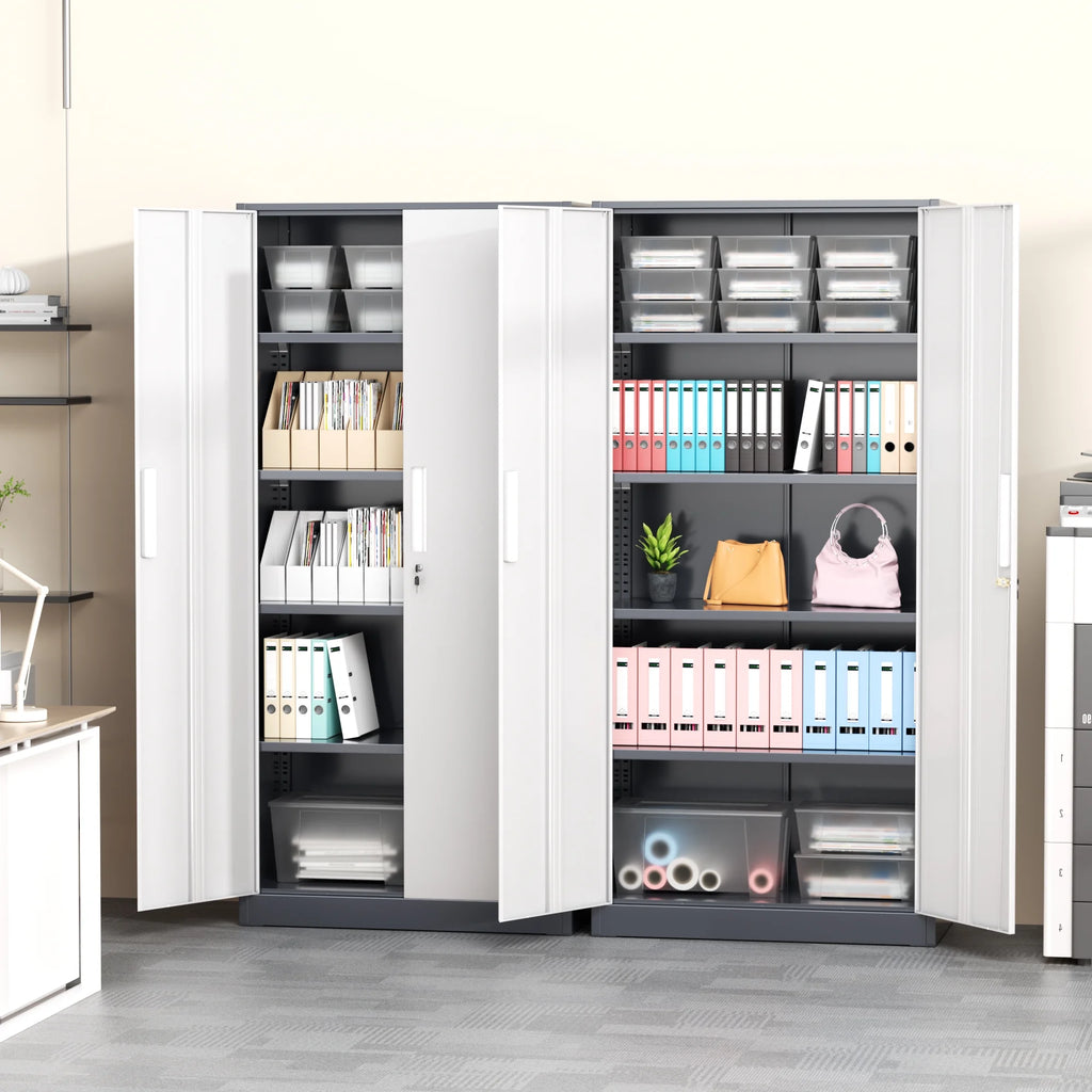 SOLAURA 71 Armoire de rangement métallique pour garage avec portes verrouillables et étagères réglables pour maison, bureau (Noir)