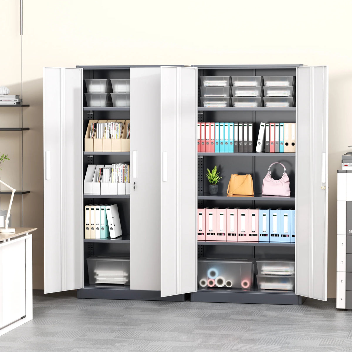 SOLAURA 71 Armoire de rangement métallique pour garage avec portes verrouillables et étagères réglables pour maison, bureau (Noir)