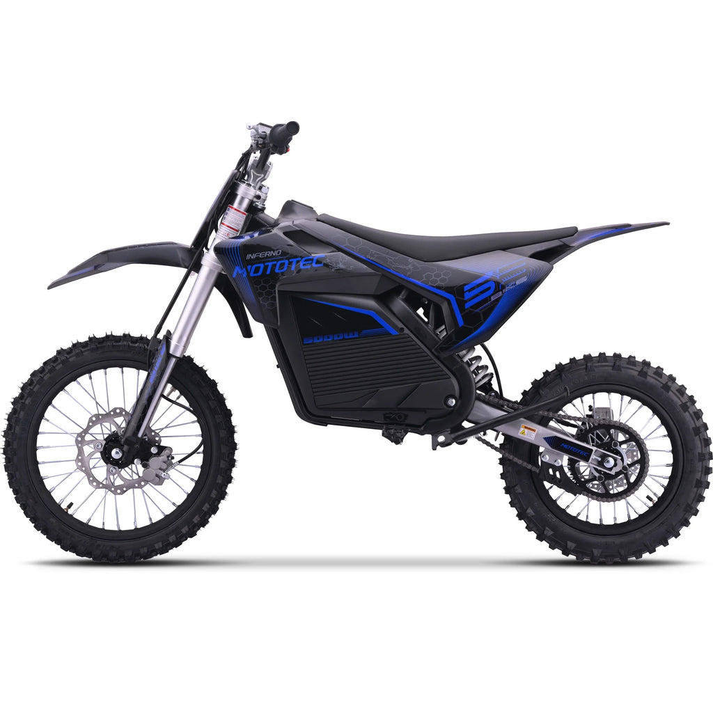 Moto tout-terrain électrique MotoTec 72v Pro 5000w Lithium Bleu