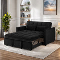 Canapé convertible, canapé-lit 3-en-1 avec lit gigogne, canapé 2 places futon avec dossier réglable et coussins pour salon, noir