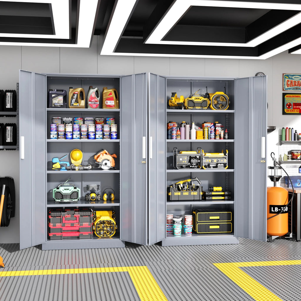SOLAURA 71 Armoire de rangement métallique pour garage avec portes verrouillables et étagères réglables pour maison, bureau (Noir)
