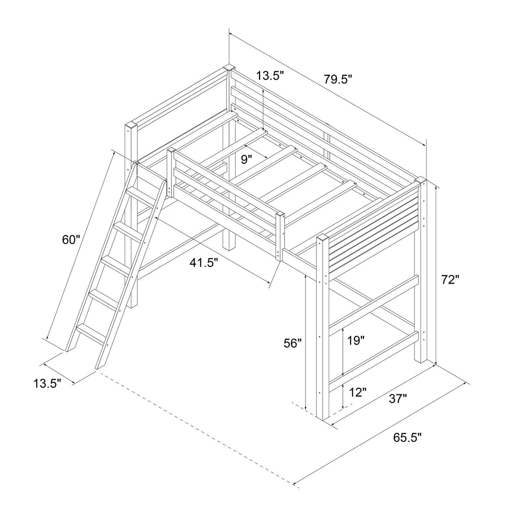 Lit mezzanine simple Your Zone Kiarah avec échelle, blanc