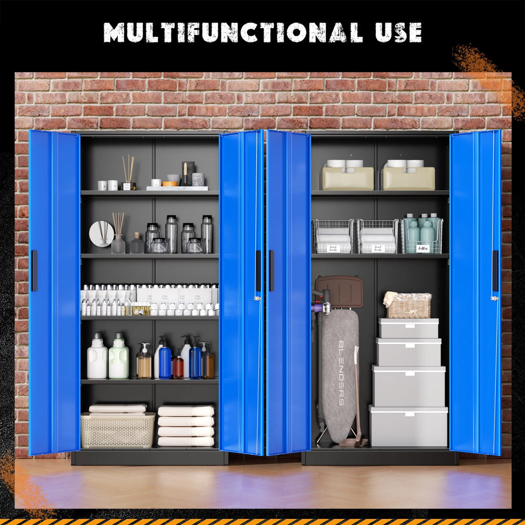 SOLAURA 71 Armoire de rangement métallique pour garage avec portes verrouillables et étagères réglables pour maison, bureau (Noir)
