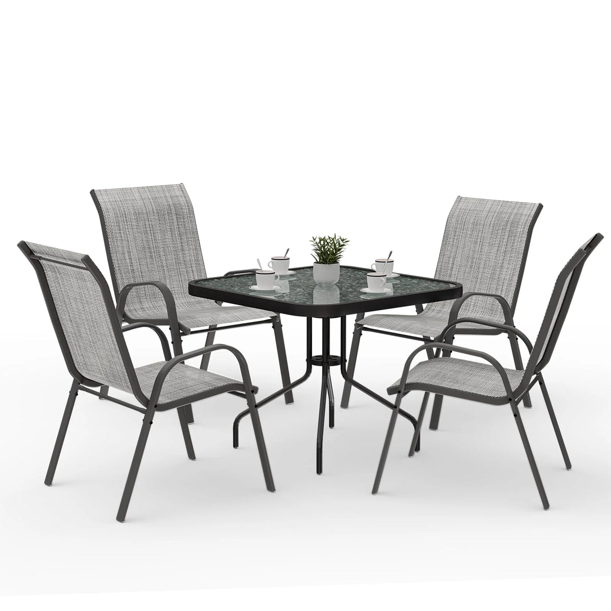 Ensemble de repas d'extérieur Amopatio de 5 pièces, ensemble de table et chaises de patio