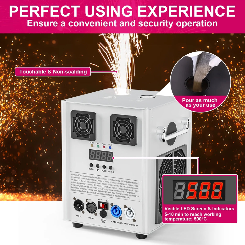 Lot de 4 machines à étincelles froides 700W, machines à effets de scène DMX pour scène, DJ, discothèque, mariage # Noir