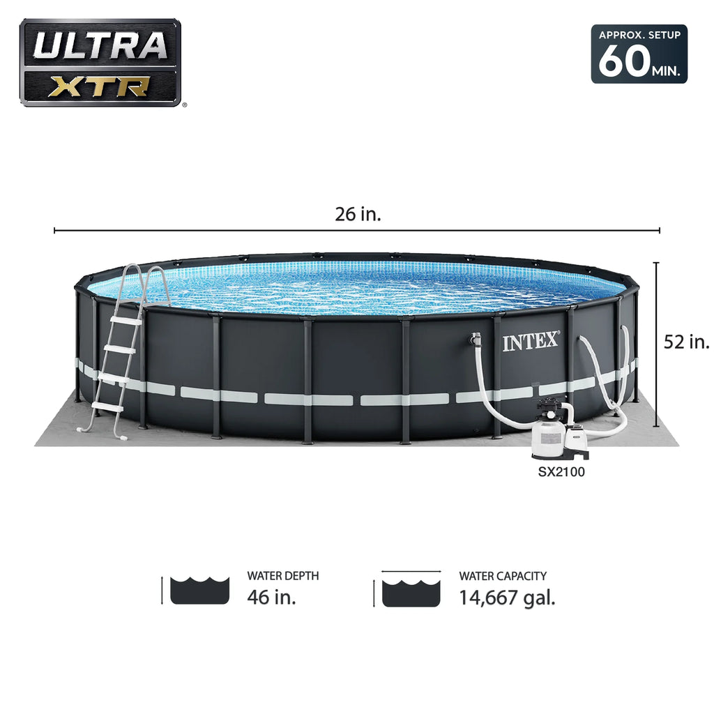 Ensemble piscine hors sol ronde Intex Ultra Frame 26' x 52' pour l'extérieur