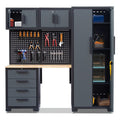 Système d'armoires de rangement de garage HPDMC, ensemble d'atelier de 7 pièces, système d'armoires de garage en métal avec tiroirs en acier, établi et panneau perforé pour l'organisation des outils de garage