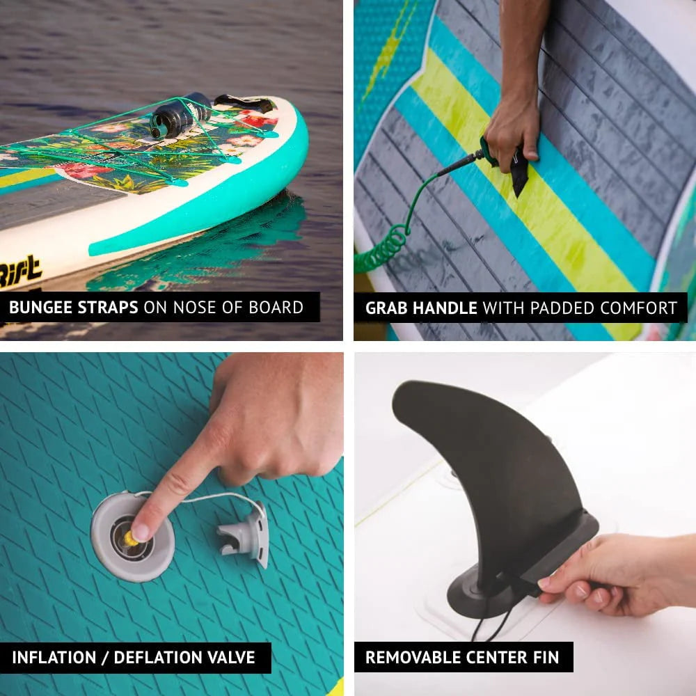 Planche de stand-up paddle gonflable Drift Aero - Planche de SUP et accessoires, y compris pompe, pagaie et plus encore - Motif bois classique, pour adulte, 10'8