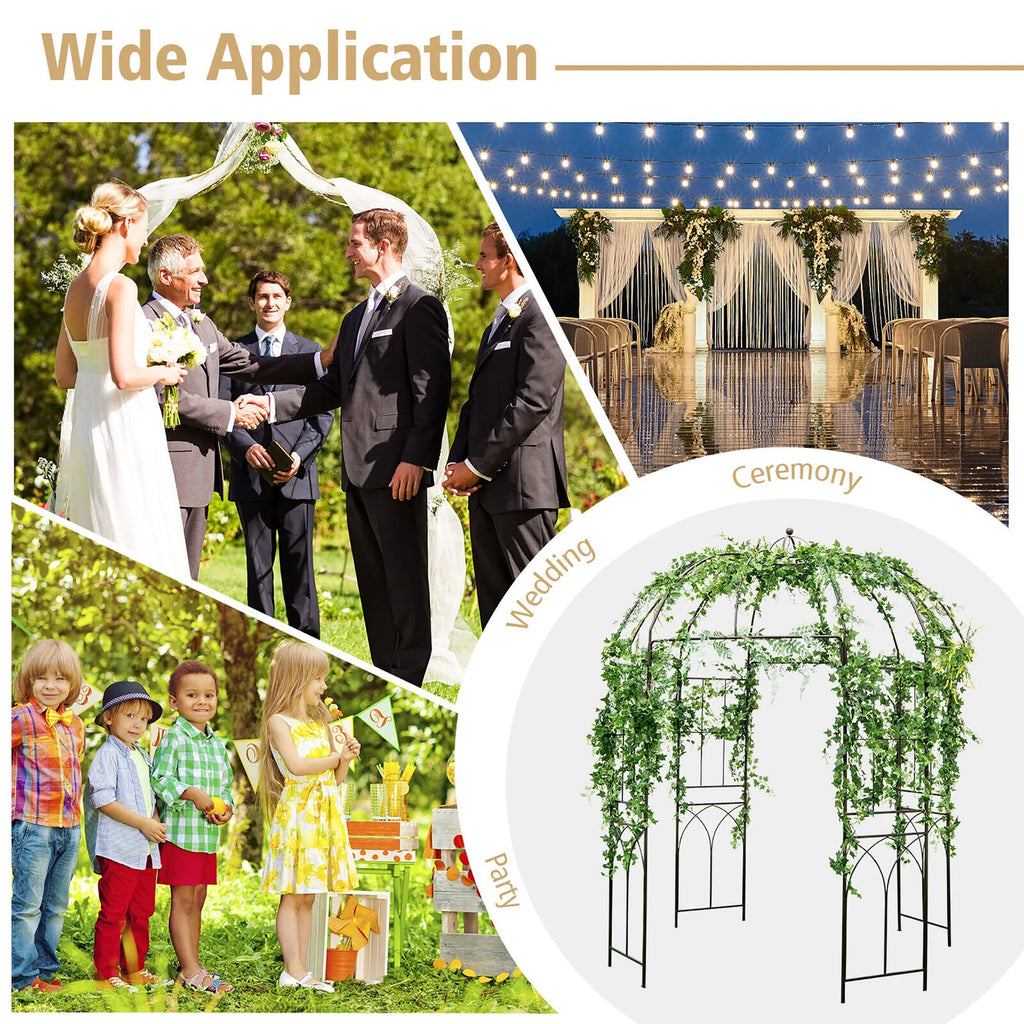 Gymax Support pour plantes grimpantes en forme de cage à oiseaux, tonnelle de jardin, arche pour mariage et fête