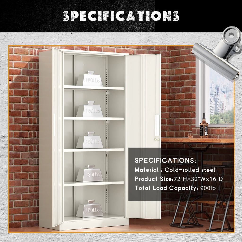 SOLAURA 71 Armoire de rangement métallique pour garage avec portes verrouillables et étagères réglables pour maison, bureau (Noir)