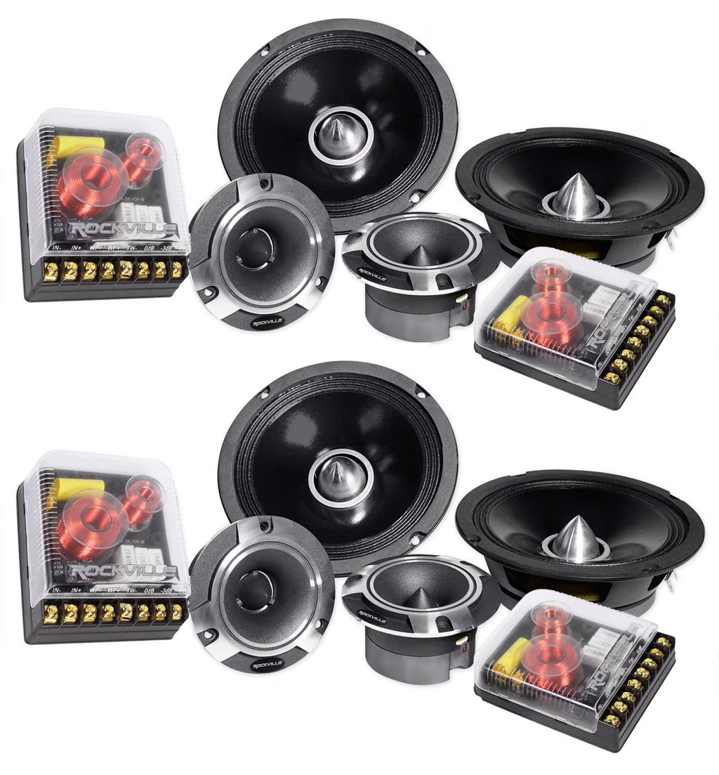 2) Pares Rockville X6.5C Competition 6.5 1000 Watt Haut-parleurs audio voiture à composants
