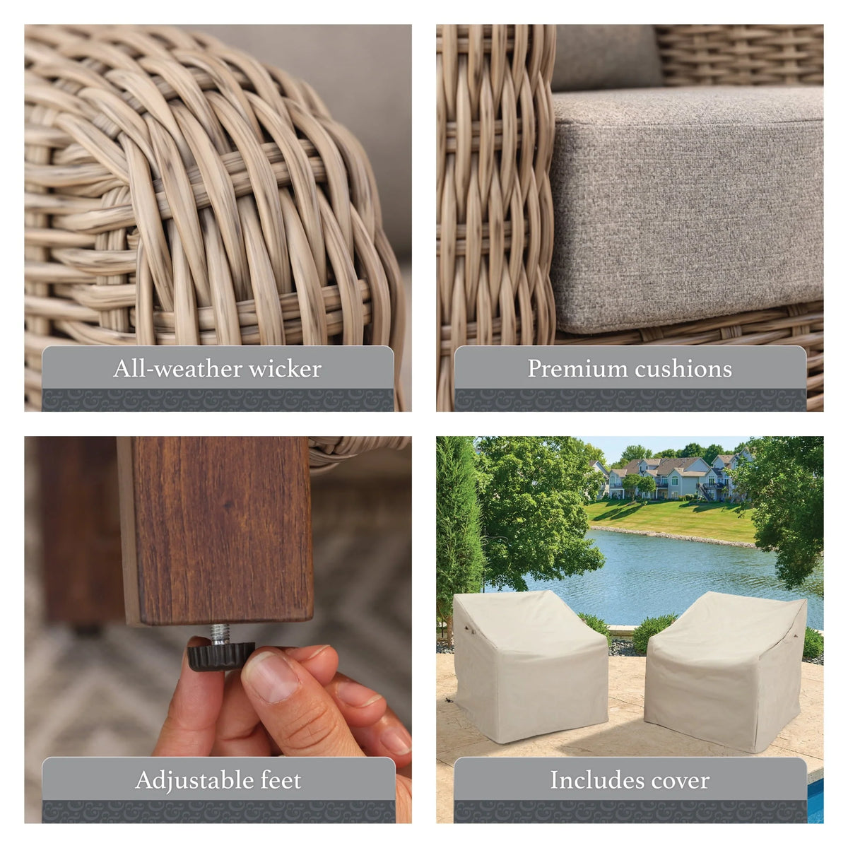 Lot de 2 fauteuils d'extérieur Bellamy Better Homes & Gardens avec housse de protection