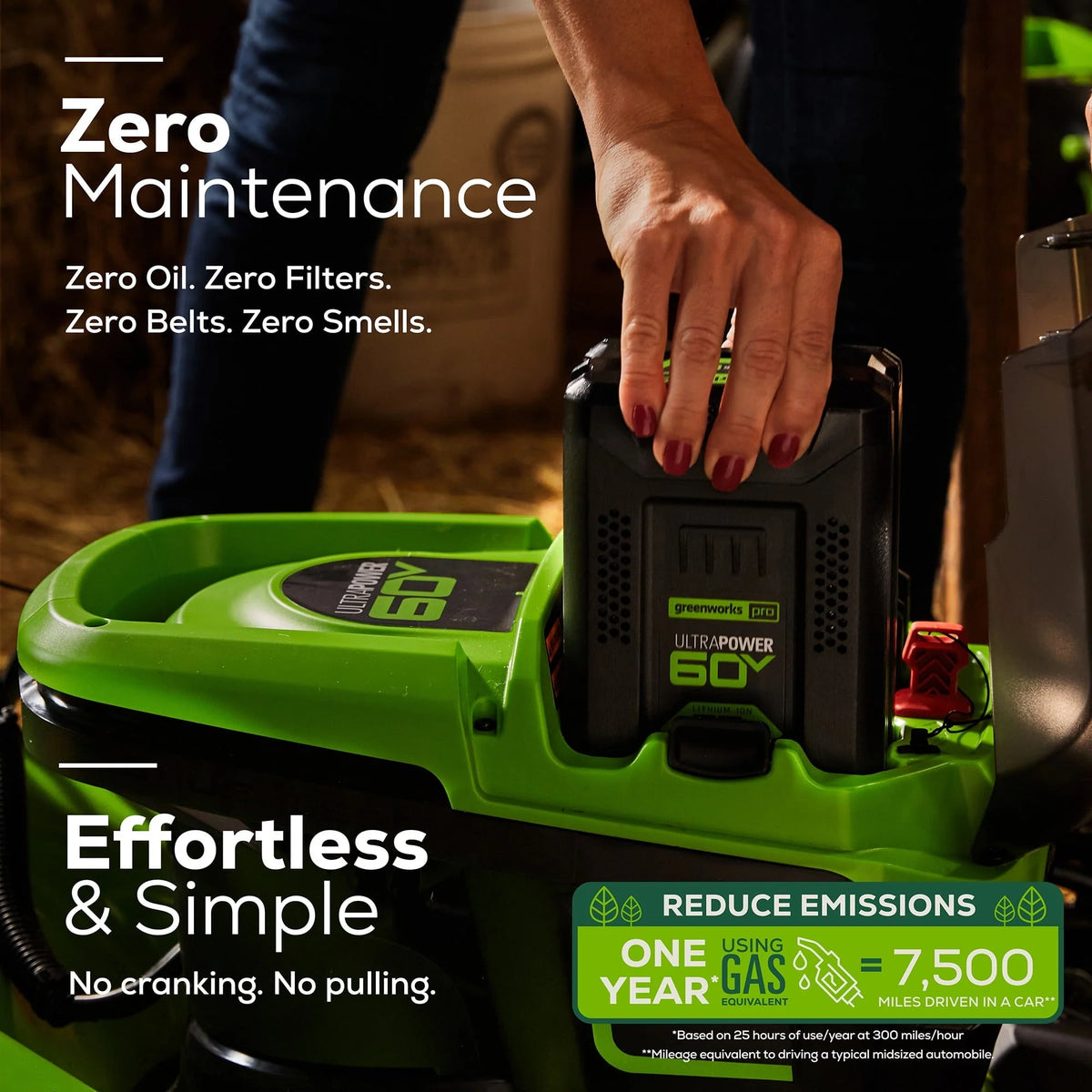 Tondeuse à gazon sans fil sans balais Greenworks 60V 21 avec batterie 5.0Ah & Chargeur