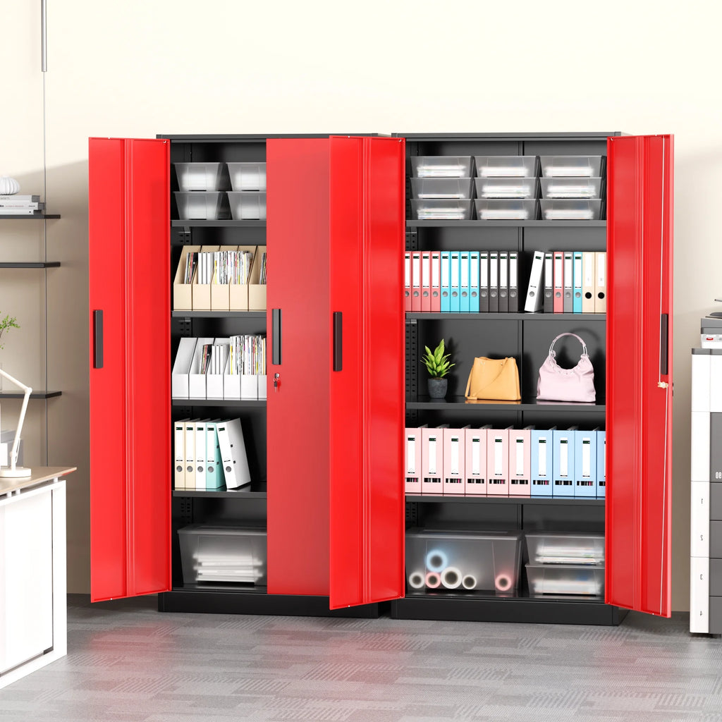 SOLAURA 71 Armoire de rangement métallique pour garage avec portes verrouillables et étagères réglables pour maison, bureau (Noir)
