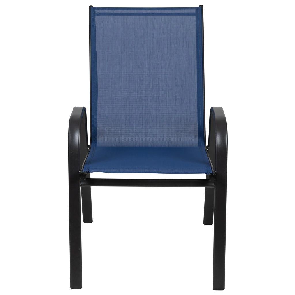 Lot de 5 chaises d’extérieur empilables BizChair noires avec matériau Flex Comfort et structure en métal