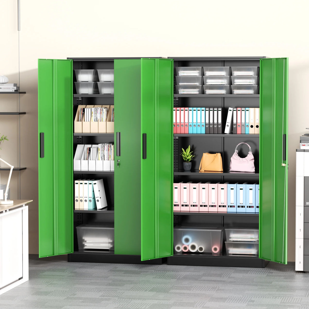 SOLAURA 71 Armoire de rangement métallique pour garage avec portes verrouillables et étagères réglables pour maison, bureau (Noir)