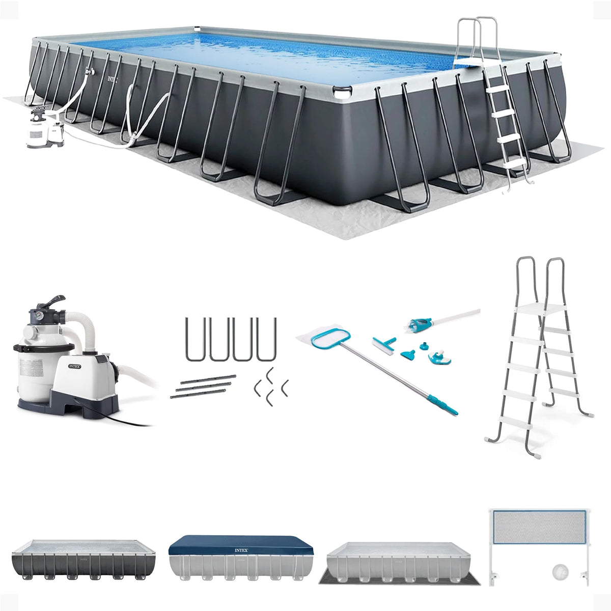 Boîte ouverte Ensemble piscine rectangulaire Intex Ultra XTR 32 pi x 16 pi x 52 po avec pompe