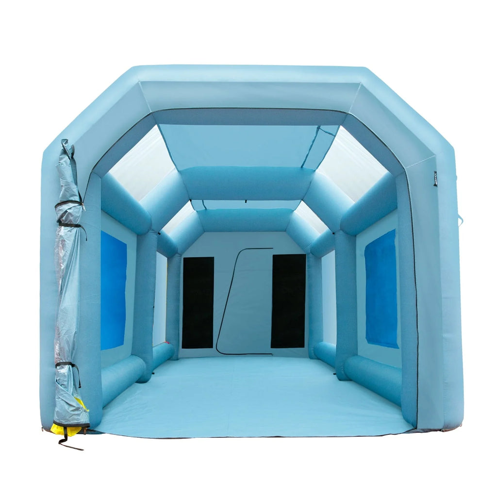 Cabine de peinture gonflable BENTISM 26x15x11 pieds, tente gonflable pour peinture automobile avec système de filtration et souffleries de 750W + 950W