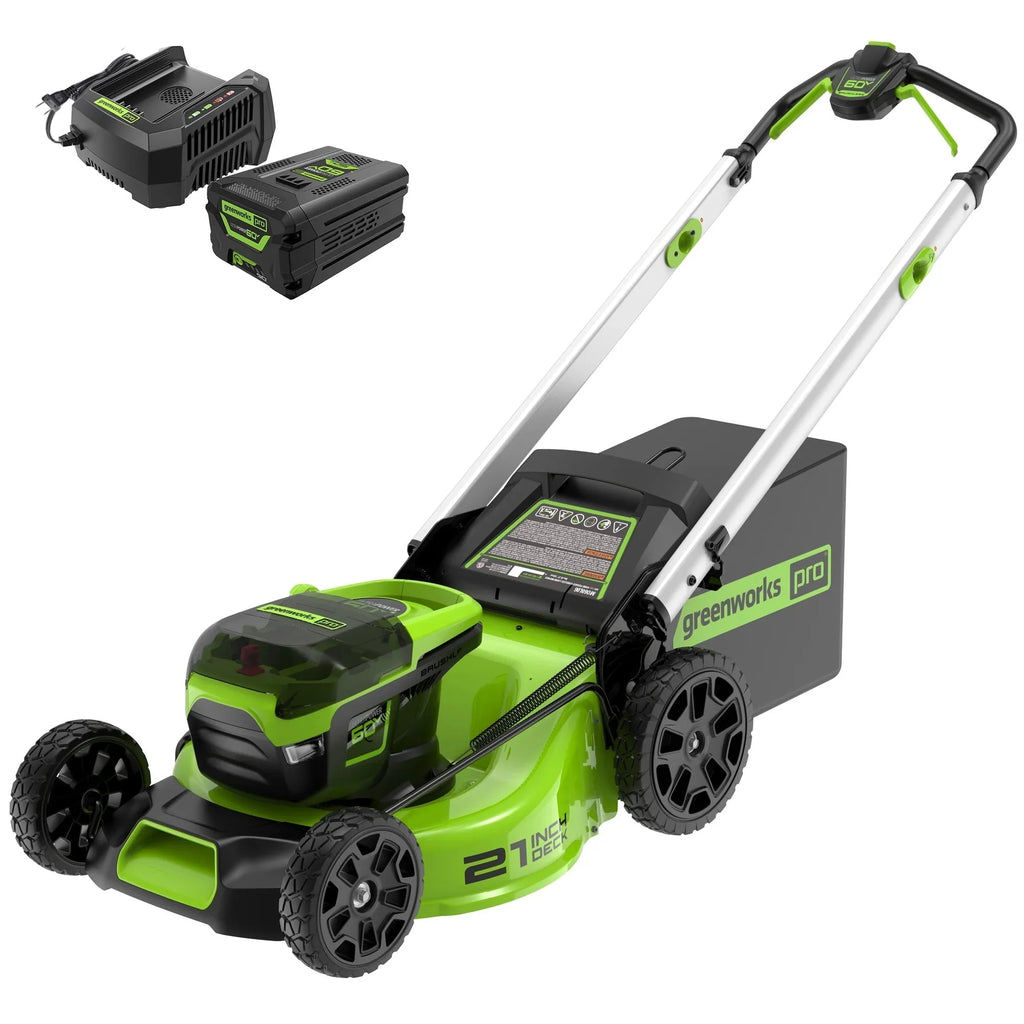 Tondeuse à gazon sans fil sans balais Greenworks 60V 21 avec batterie 5.0Ah & Chargeur