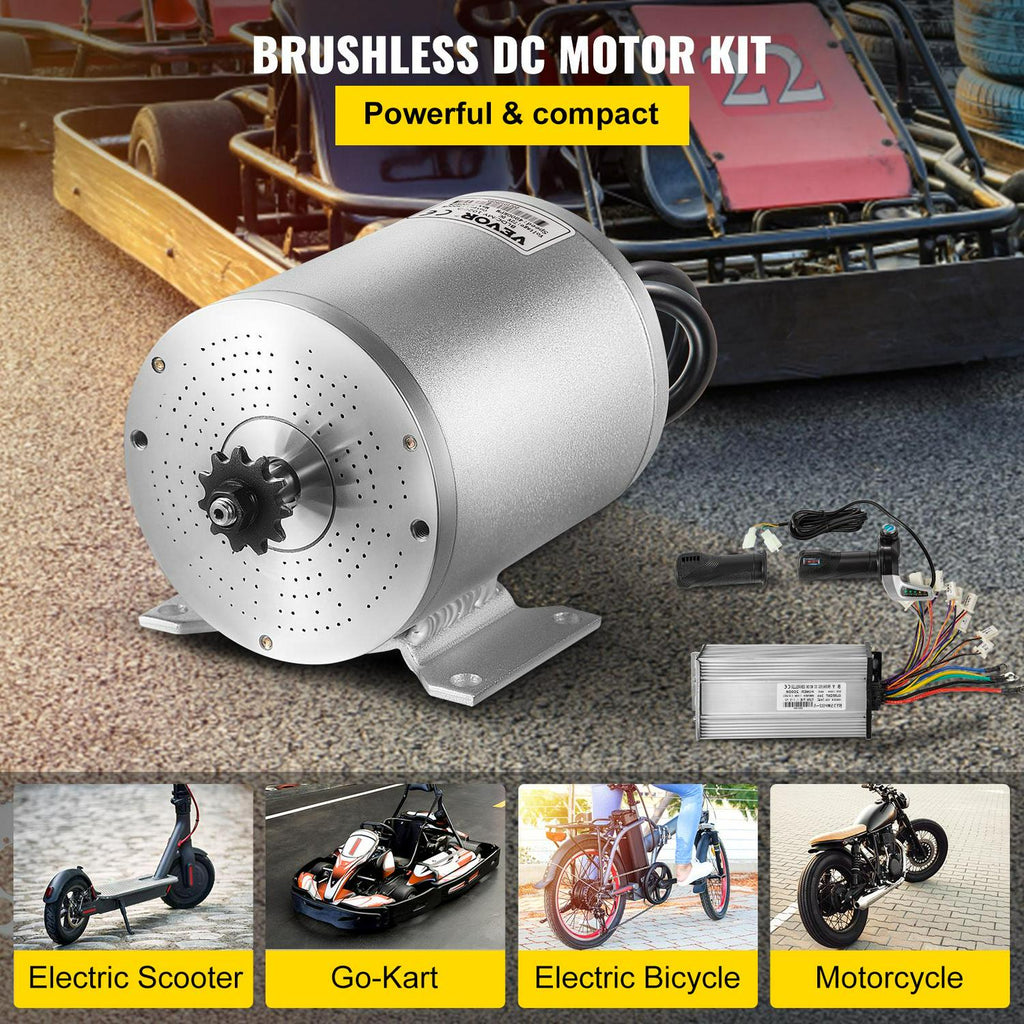 Kit moteur à courant continu sans balais VEVOR 48 V 2000 W. 4300 tr/min. avec contrôleur et accélérateur. Pour kart/quad. 10 lb