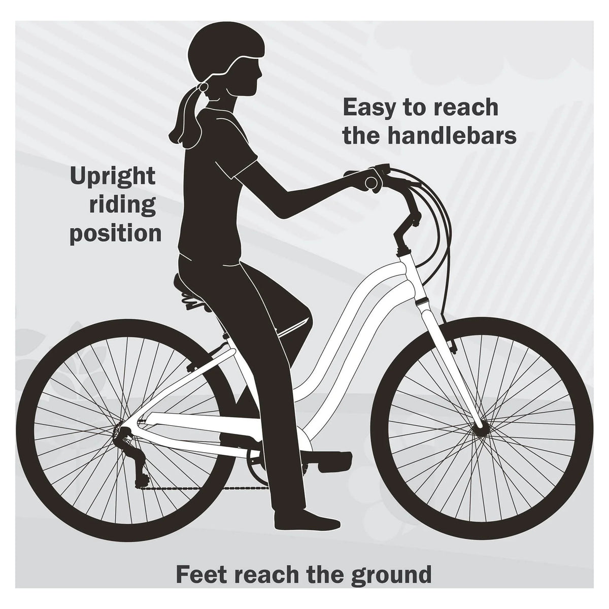 Vélo de balade confort pour femme Huffy Cranbrook 26 pouces, gris