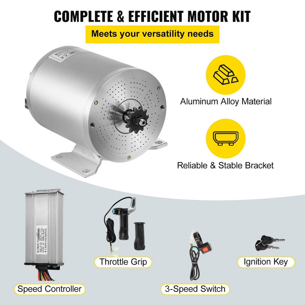 Kit moteur à courant continu sans balais VEVOR 48 V 2000 W. 4300 tr/min. avec contrôleur et accélérateur. Pour kart/quad. 10 lb