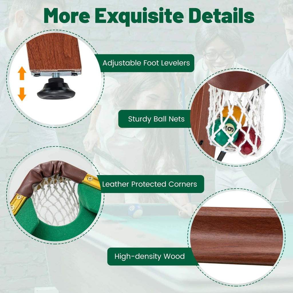 Ensemble de table de billard pliable Costway avec pieds pliables, pieds réglables, 2 queues de billard et 2 craies