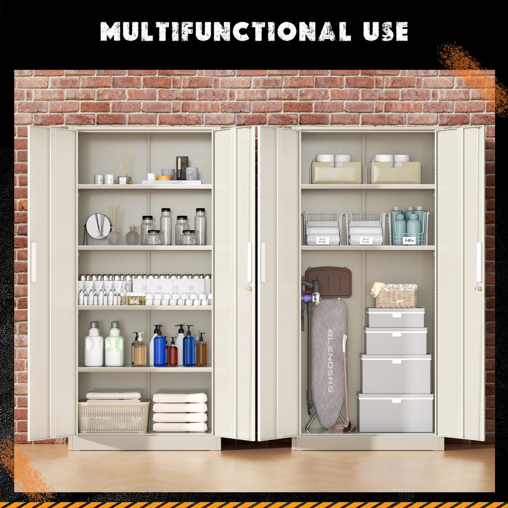 SOLAURA 71 Armoire de rangement métallique pour garage avec portes verrouillables et étagères réglables pour maison, bureau (Noir)